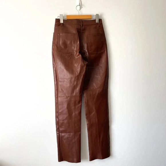 Aritzia Wilfred The Melina Pant High Waisted Vegan Leather Pants Brown Size 4 - Picture 6 of 9
